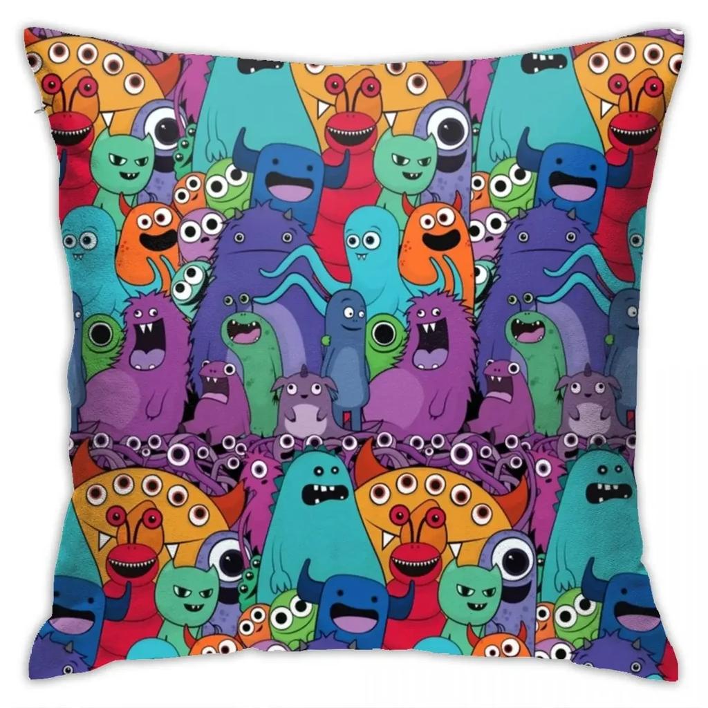 Halloween Horror Pumpkin Bat Print Pattern Cushion Cover Home Living Room Sofa Decoration Polyester Zipper Pillow