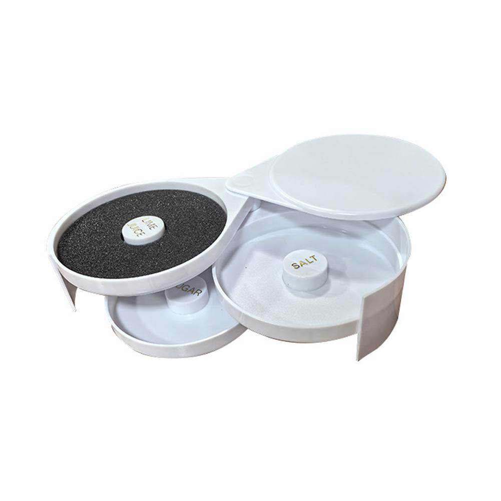 3 Tier Rotating Salt Rimmer Box Mixing Salt Sugar Rim Box Salt Sticking Device Juice Cocktail Seasoning Rimmers Bartender Bar Accessories