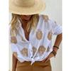 Summer New Graphic Printing Long-sleeved Lapel Button Ladies Shirt