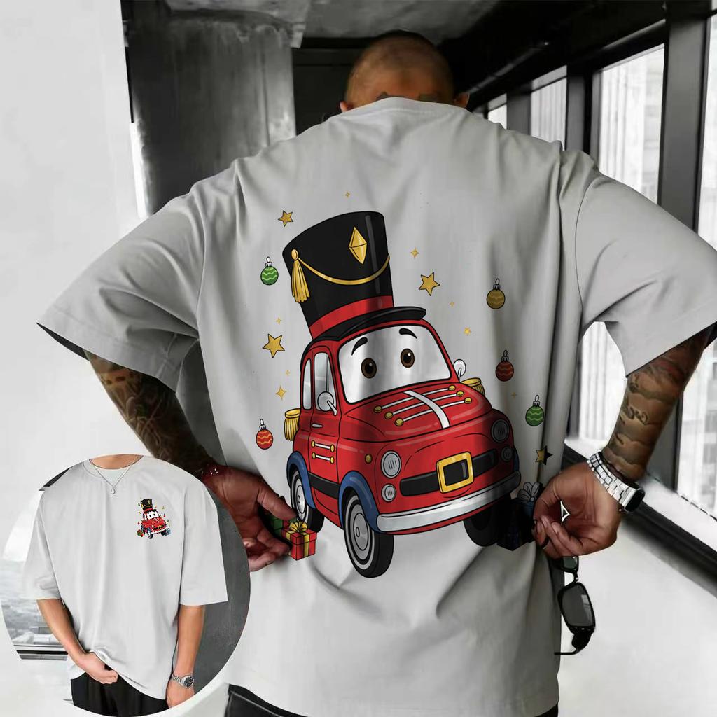 202526 Summer Disney Cars Lightning McQueen Cartoon Pattern 100 Cotton Printed Tshirt Comfortable Breathable Mens Clothing