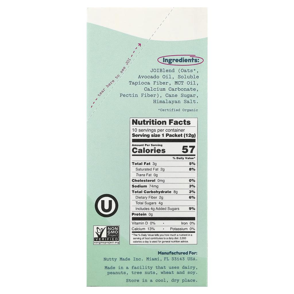 JOI Oat Milk Creamer, Original, 10 Packs, 12g (0.42oz) Each