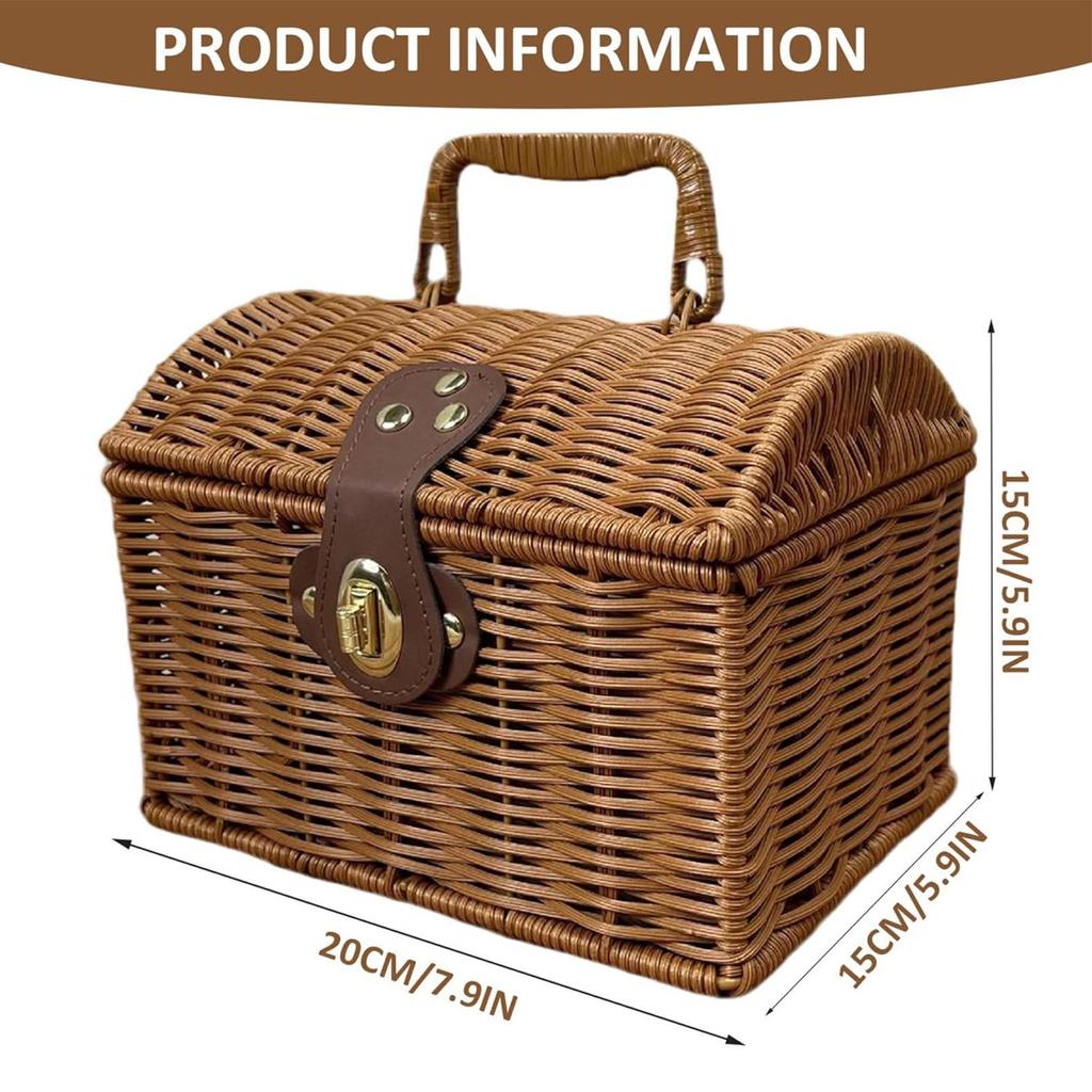 Picnic Food Basket Vintage Woven Container Picnic Serving Basket for Easter Holiday Engagement Wedding Thanksgiving Spring