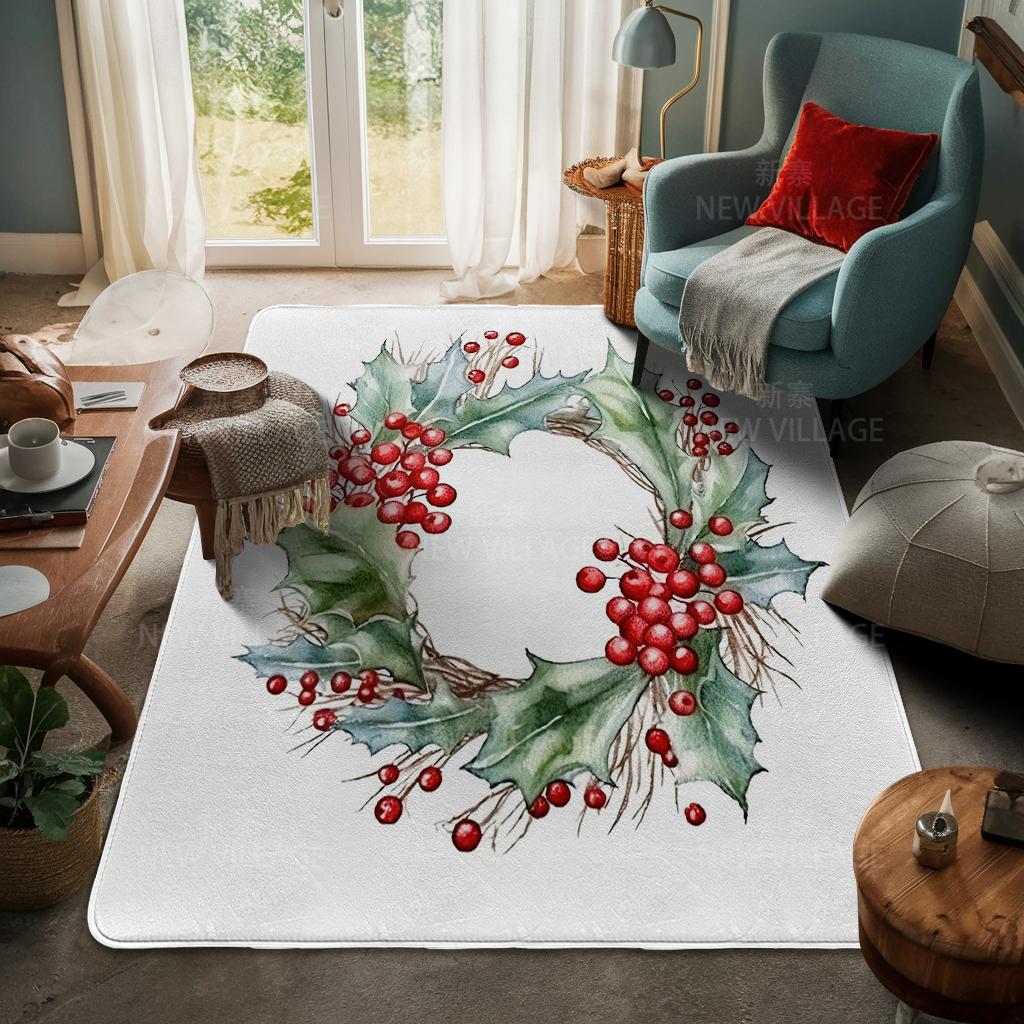 House Entrance Carpet Home Door Mat Living Room Bath Foot Bathroom Non-slip Water Absorption Rugs Bath Merry Christmas Winter