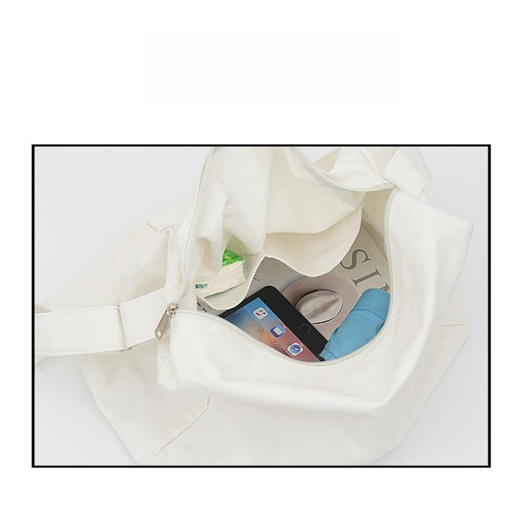 Ins Lazy Solid Color Canvas Shoulder Messenger Bag Large Capacity Student Bag 40*18*28cm