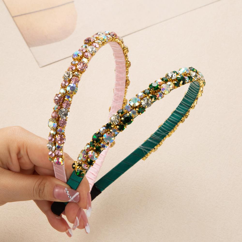 Sparkling Colorful Rhinestone Hairband Luxury Gold Base Prom Headpiece Wedding Guest Headwear Elegant Birthday Hairpiece