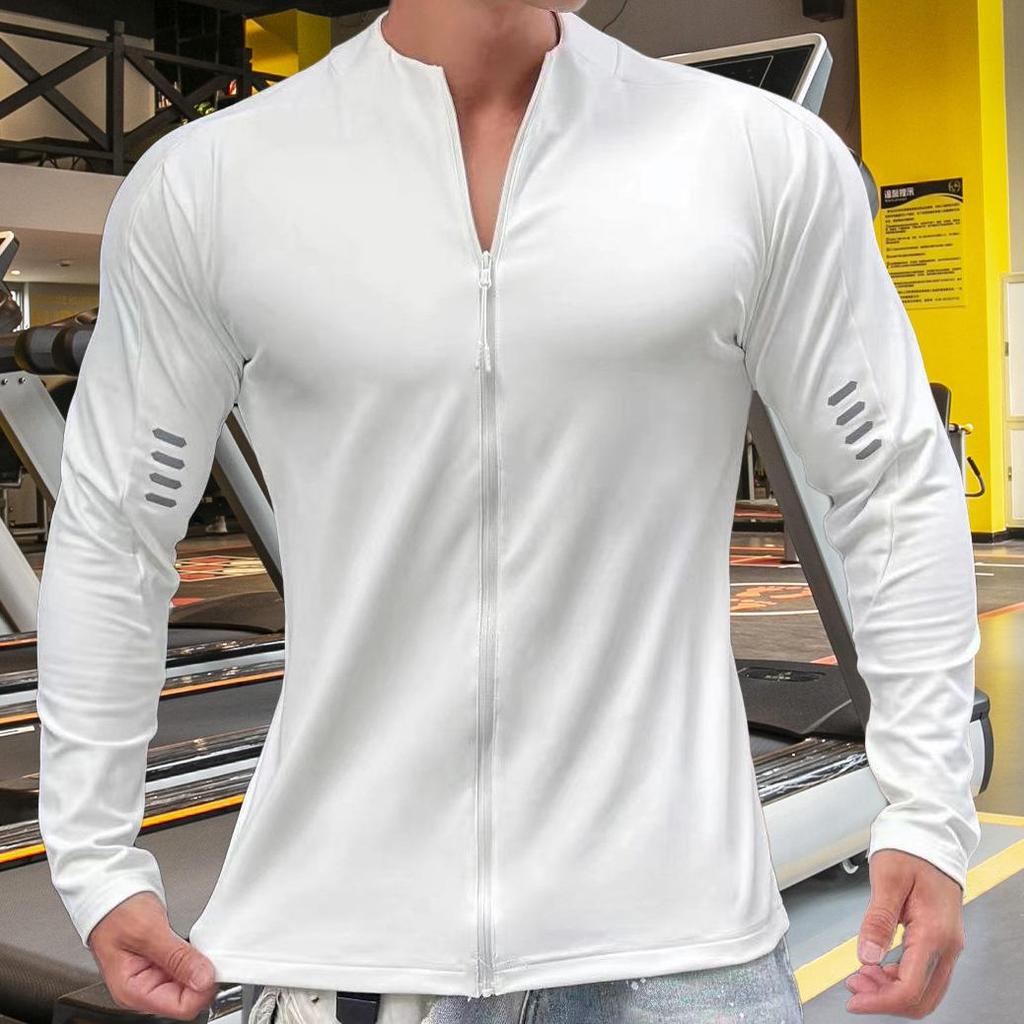 Herren Langarm Herren Jogging Freizeit Trainingskleidung Locker Gym Fitness Sport Reißverschluss Langarm T-Shirt
