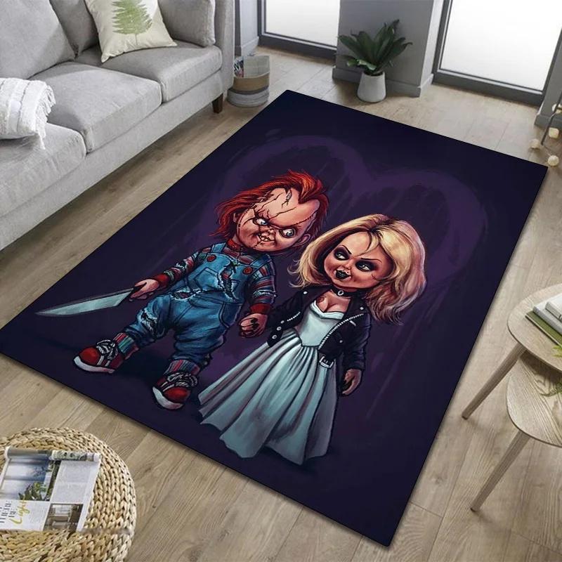 Tappeto Chucky Film Horror 3D Tappetino per Porta Soggiorno Bagno Tappeto per Pavimento Camera da Letto Annabelle Terrore Tappeto Decorativo Regalo di Halloween