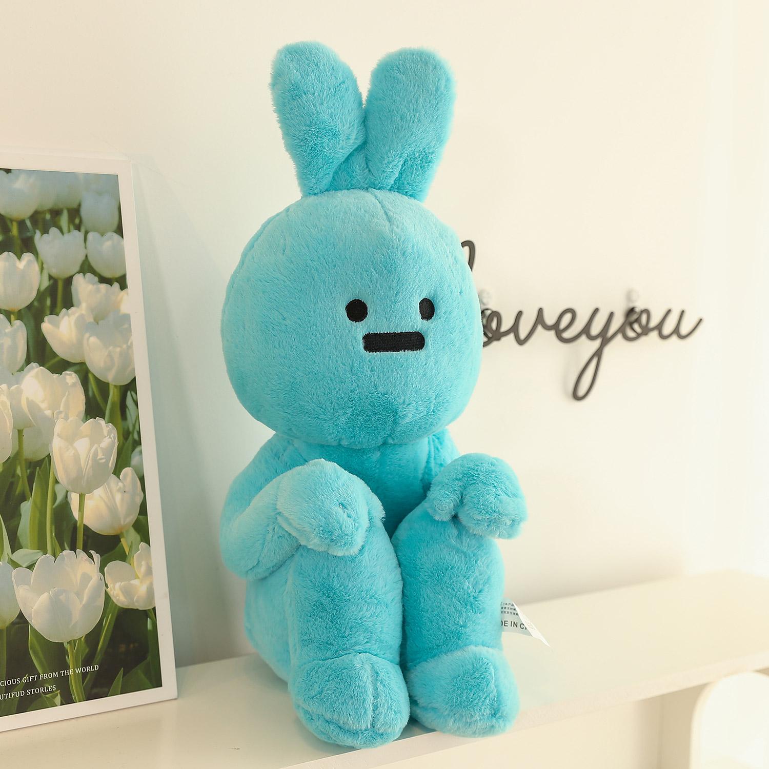 

Плюшевая игрушка Кролик Хангфук Думающий Мягкая Набивная Кукла для Обнимания Подарок на День Рождения Ребенка 40cm/15.7in синий