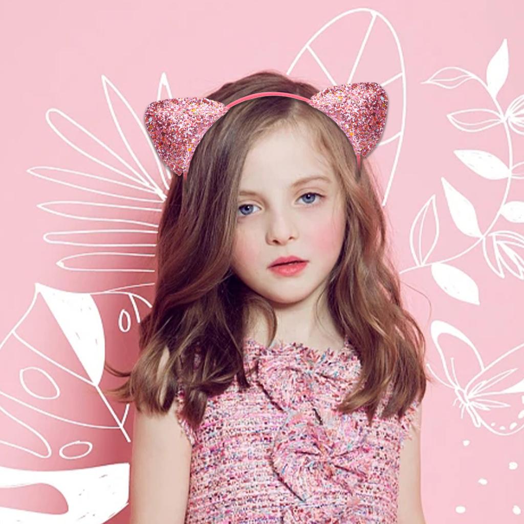 Party Delicate Glitter Cat Ear Headband Hair Band Hair Hoop for Women Girls for Party Celebration and Daily Wearing