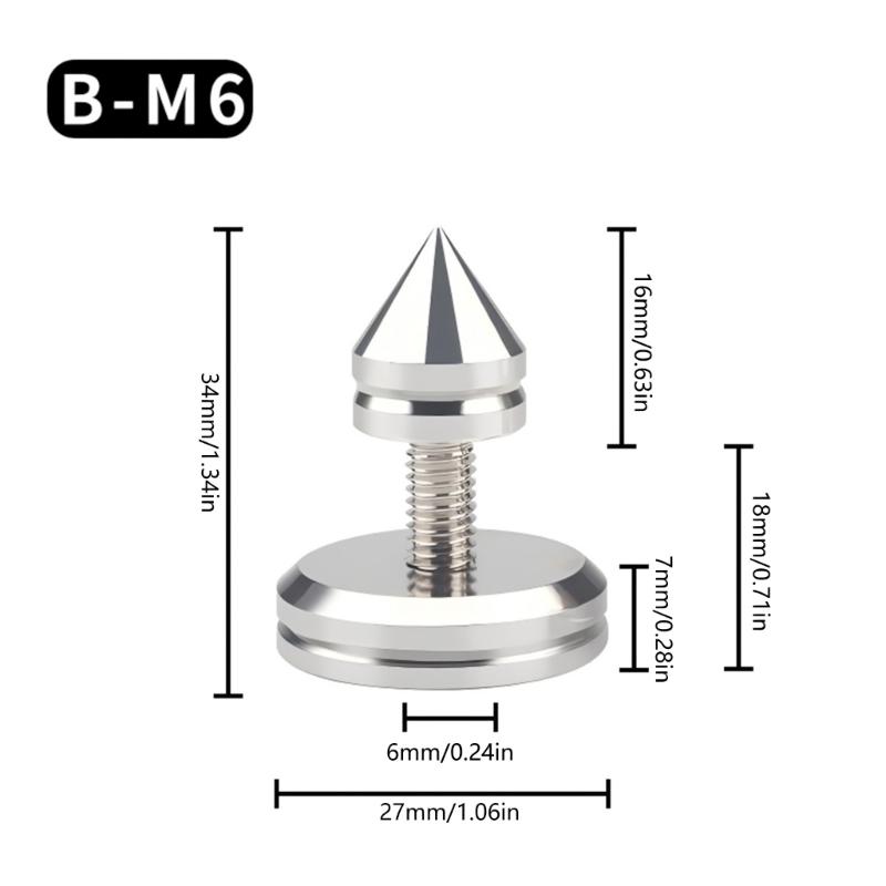 1Set Silver Metal Speaker Spikes Insulation Feet Enhances Sound In HiFi Systems Auditory Isolation Padsr