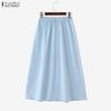 ZANZEA Women Casual Lace Splice Elastic Waist Loose Long Skirts