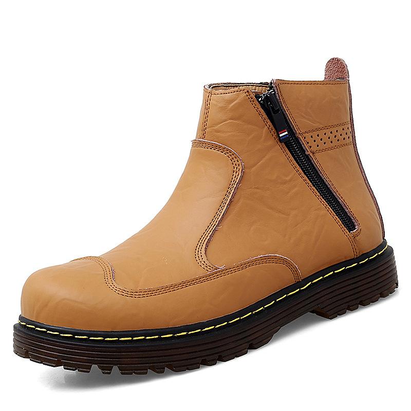 Podzimní pánské pracovní boty nadměrných velikostí Chelsea Boots Retro britský styl vysoké boty z pravé kůže