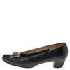 Salvatore Ferragamo Black Leather Buckle Pumps Black