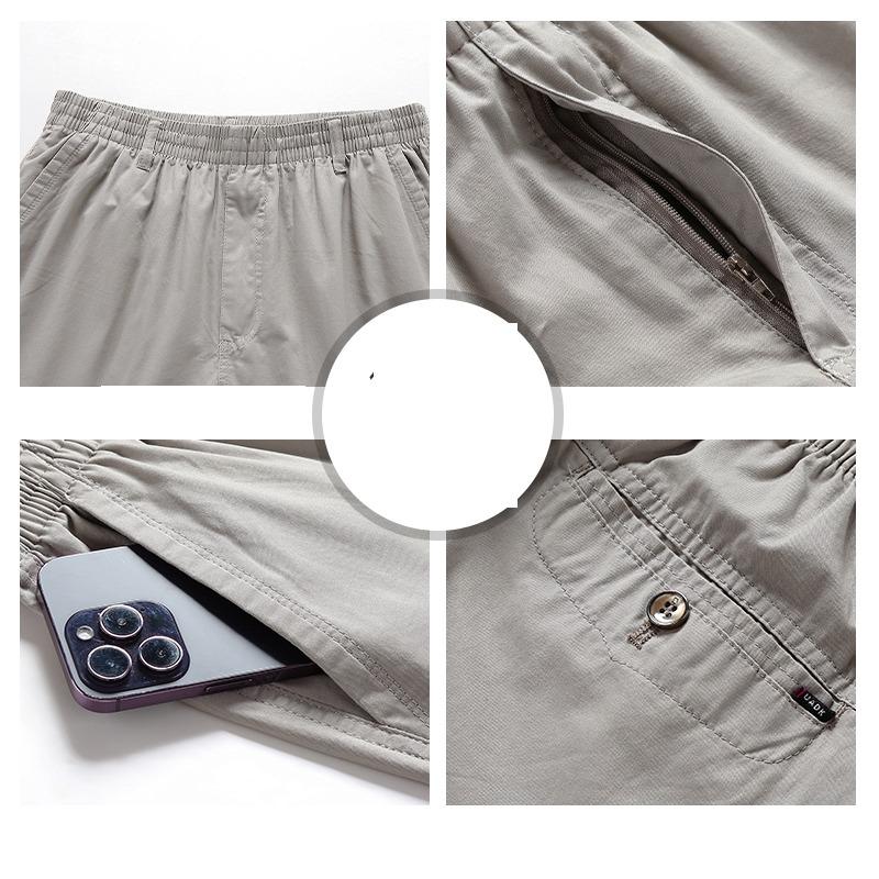 Spring Autumn Men's Clothing Pockets Button Elastic High Waisted Fashionable Casual Straight Pencil Cargo Trousers Vintage Pants