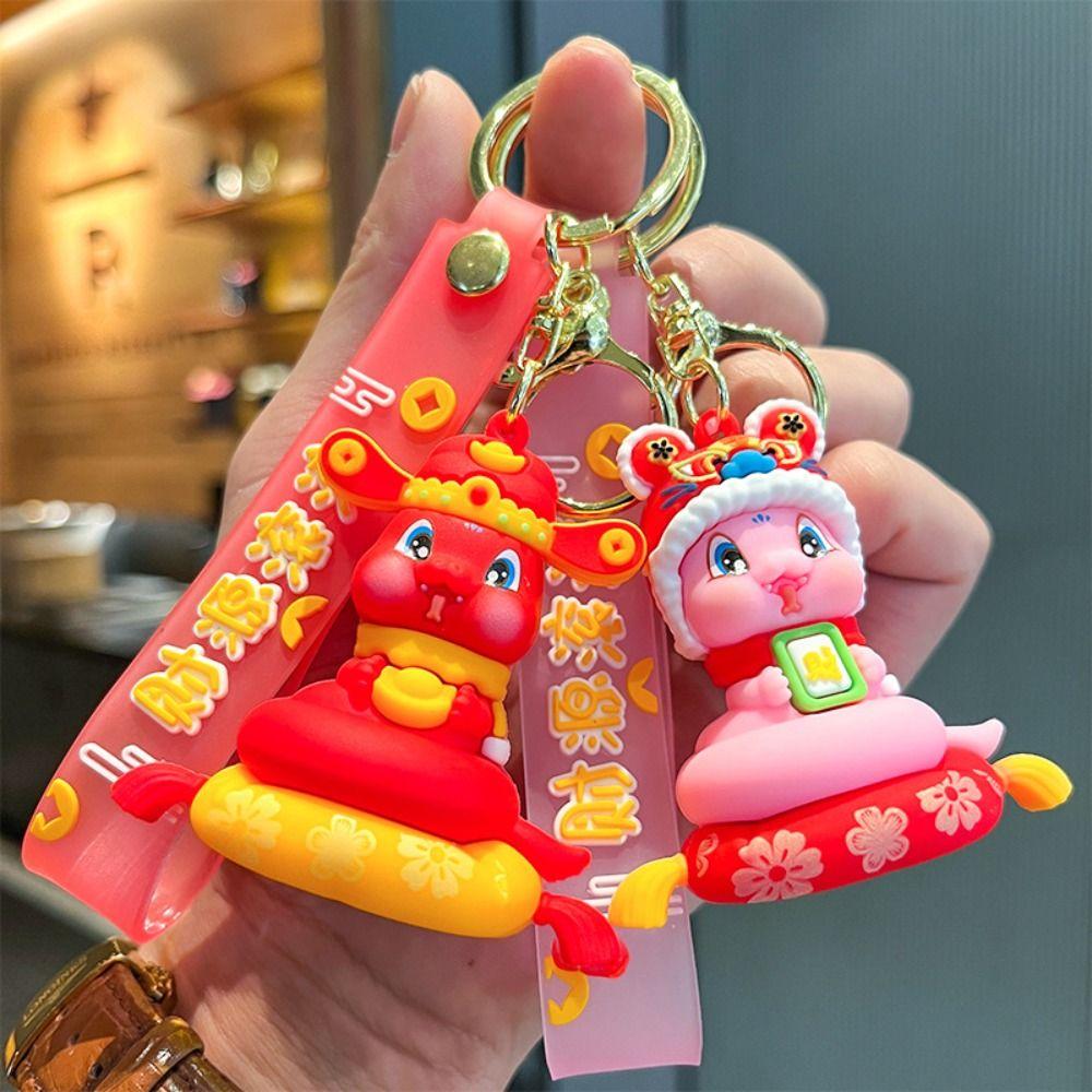 Frühlingsfest Schlange Schlüsselanhänger Glücksschlange Schlüsselring Niedlicher 2025 Neujahrsanhänger Geschenke