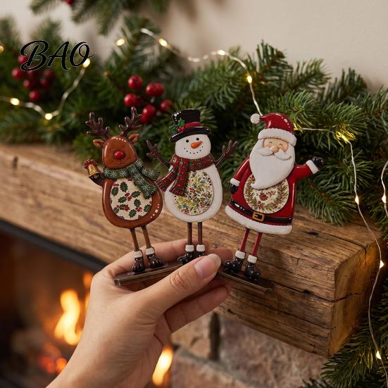 Holiday Themed Home Decor Sets Christmas Table Decoration, Wooden Snowman Santa Claus Reindeer Sign, Standing Tabletop Signs Xmas Centerpiece