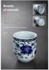 Ceramic Blue and White Teapot with Handle, Large Capacity Retro Herbal Tea Pot, Single Filter, Suitable for Household and Restaurant Use.