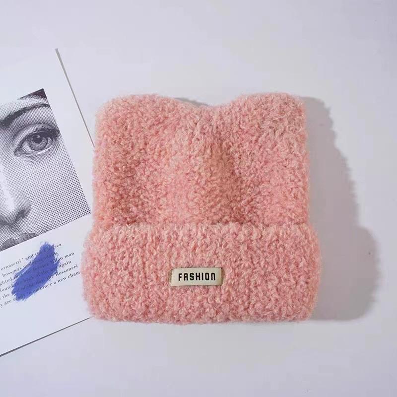 

Sheep Plush Hat For Winter Warmth With Breathable Knit Fabric For Girls And Women OrangePink