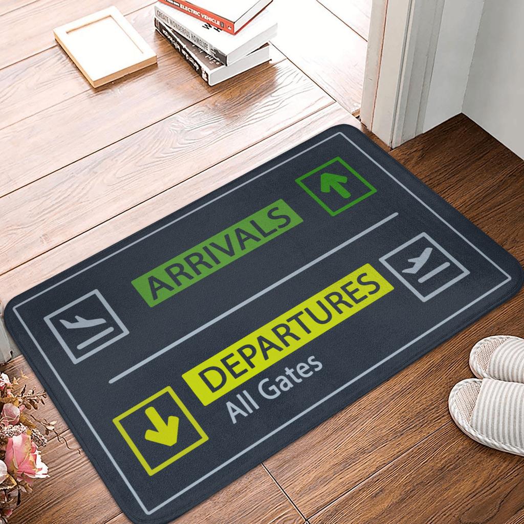 Aviation Airplane Departures Arrivals Floor Door Bath Kitchen Mat Anti-Slip Outdoor Doormat Garden Entrance Rug Carpet Footpad