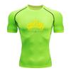 Men's Compression Workout T-Shirt, Bright Yellow Flame Style Graphic Sports Quick Dry Tee for Gym Running Training Fitness Active Wear