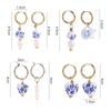 Heart Fashion Design Teapots Ceramic Blue and White Porcelain Korean Jewelry Accessories Women Hoop Earrings Alloy Ear Buckle