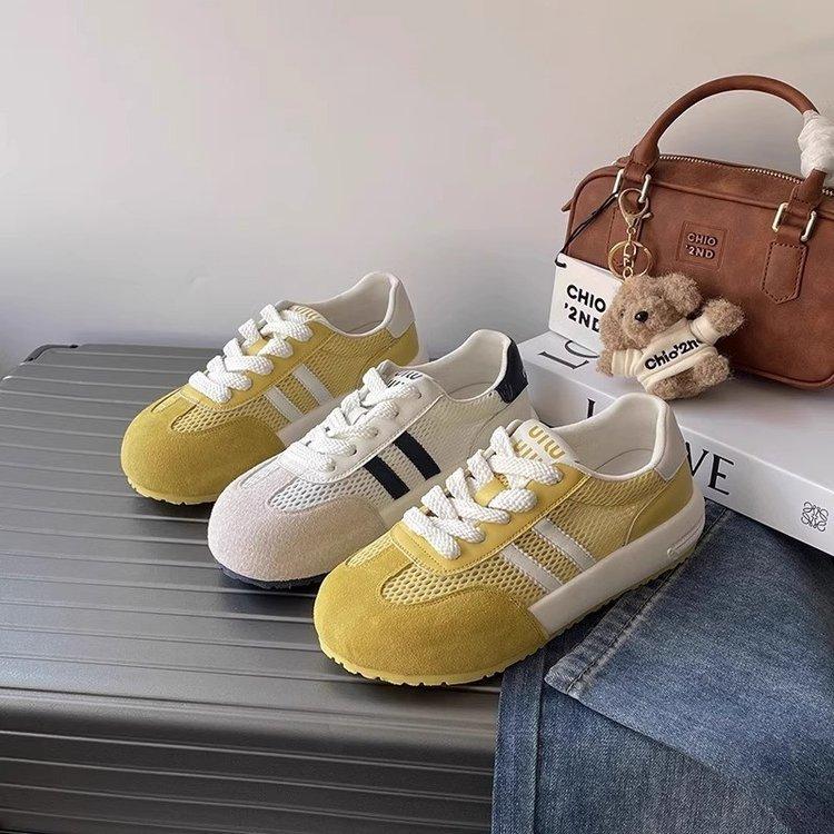 [Amano] Genuine leather German training shoes women's 2025 summer thick-soled breathable mesh soft-soled versatile casual sports shoes