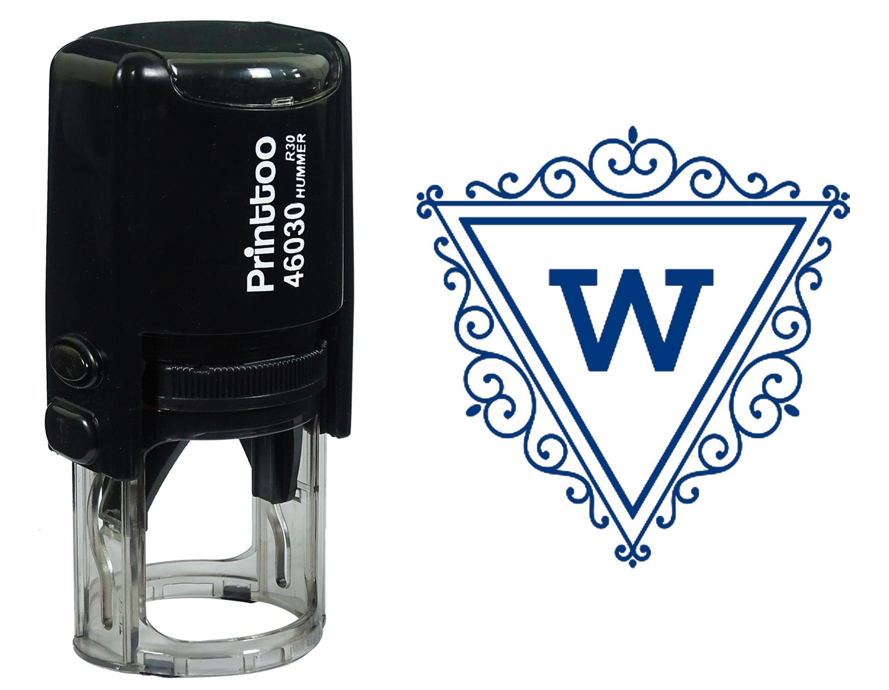 

Printtoo W Alphabet Swirl Border Triangle Monogram Initial Self Inking Rubber Stamp Office 30 mm Diameter (Approx) синій
