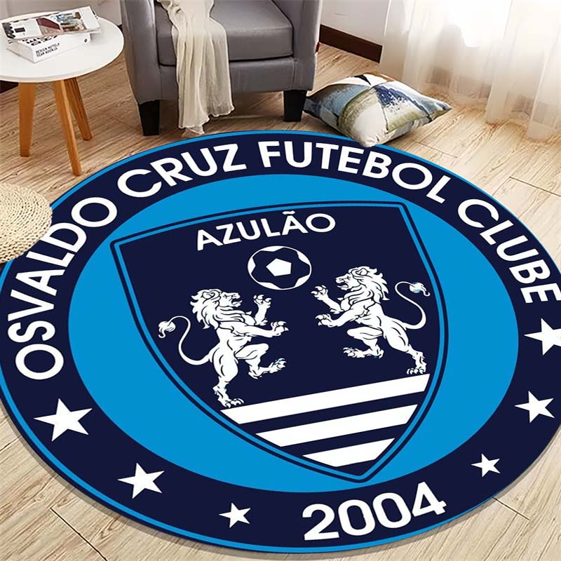 Osvaldo Cruz Futebol Clube Double Lion Crest Circular Area Rug Brazilian Football Round Floor Carpet Gaming Chair Living Room Bedroom Home Decor Mat