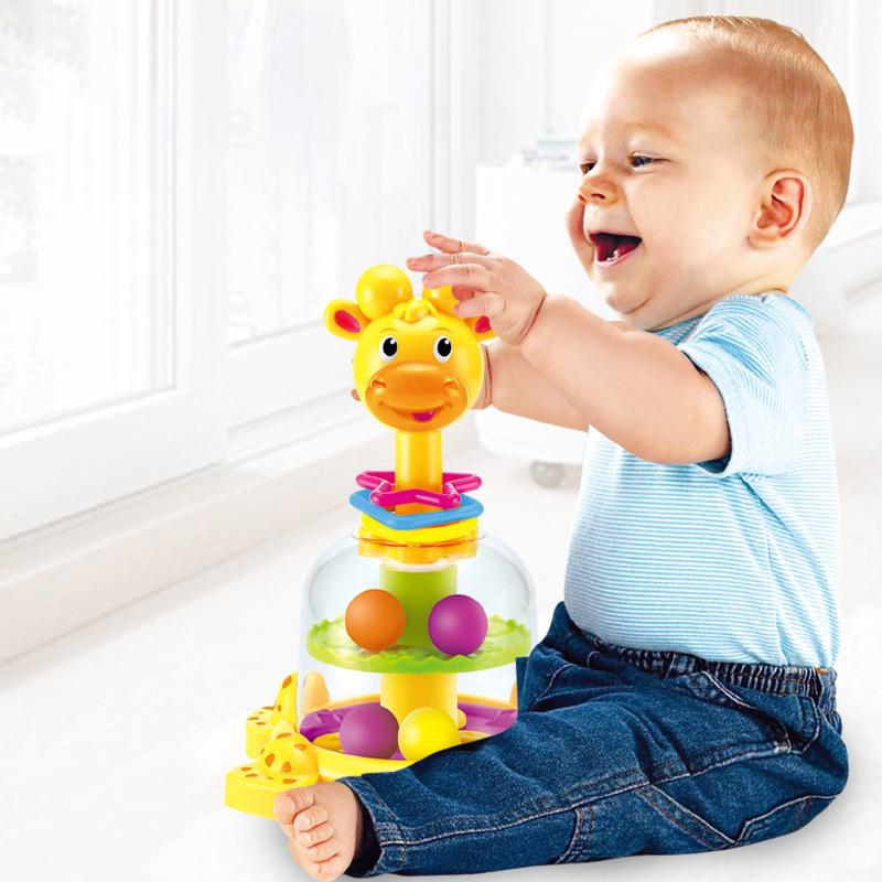 Kids Fun Giraffe Rotating Jumping Ball Rolling Beads Toy Baby Early Education Toy Finger Skill Training Montessori Baby Toy
