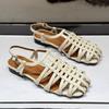 Retro-style Hollowed-out Sandals for Women, New Style Low-heeled Casual Shoes