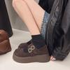 Retro big head soft sole shallow mouth single shoes women's 2025 new spring thick sole height increase with skirt versatile Mary Jane shoes