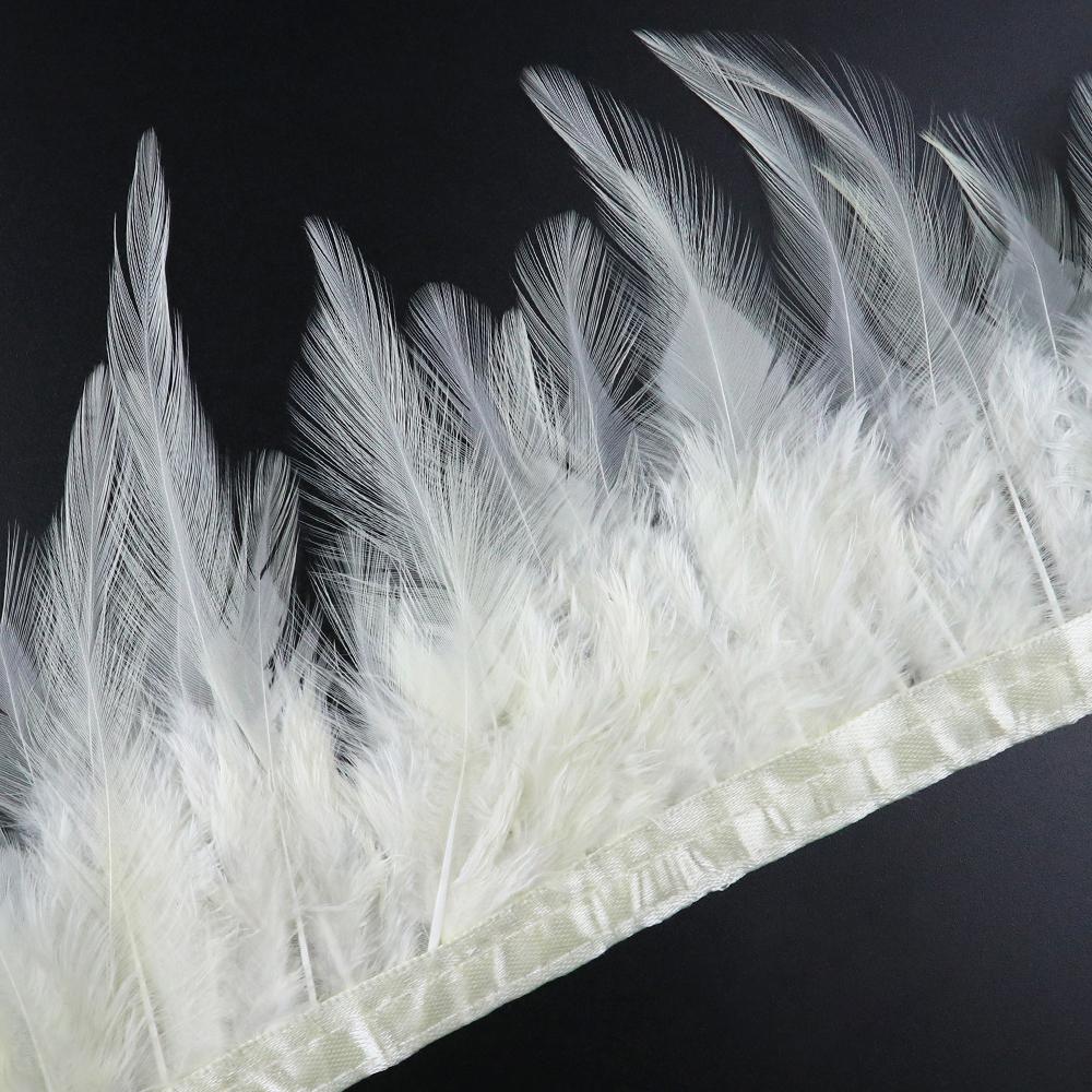 10Meter Black Saddle Rooster Hackle Feather Trim 10-15cm Cock Fringe Halloween Cosplay Dress Decor Pheasant Plume Selvage Crafts