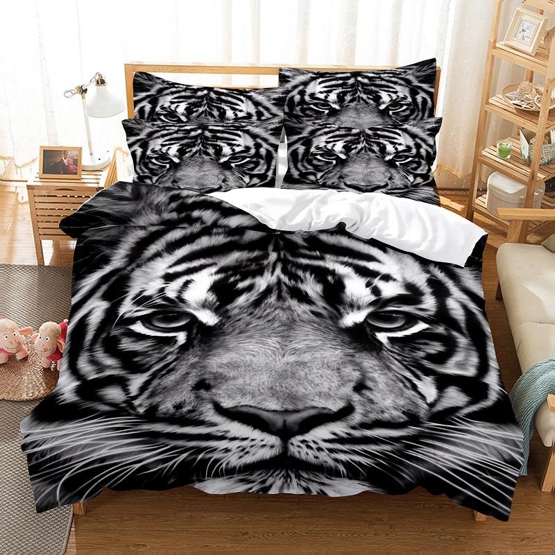 Animal Bedding Collection Duvet Cover Collection 3D Bedding Black LeopardCat Digital Printing With Bed Linen Queen Size Bedding Collection Fashion