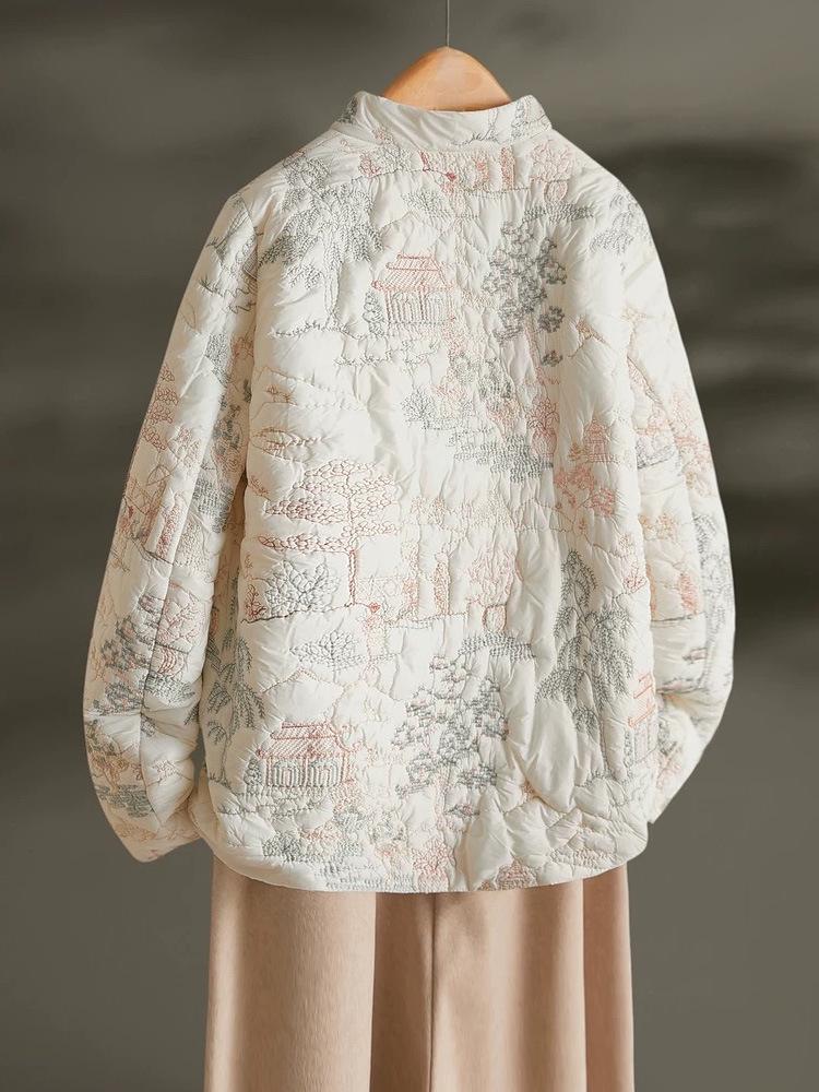 Damen Winterjacke aus hochwertiger bestickter Baumwolle - Chinesischer Stil, Kollektion 2025