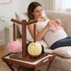 Natural Wood Craft Organizers With Mobile Device Mount Two Spindles For Knitting Crochet And Home Decoration