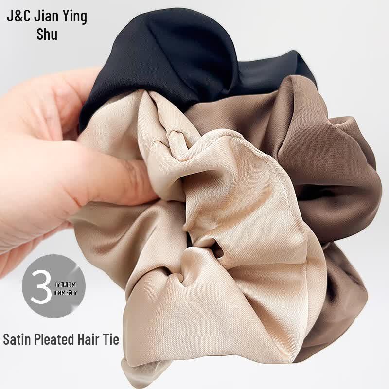 Elegant Satin Pleated Hair Scrunchie Set