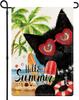 Summer Black Cat Garden Ags for Outside, Summer Cat Beach Coconut Tree Popsicle Garden Ags 12x18 Double Sided, Cute Kitt EEL