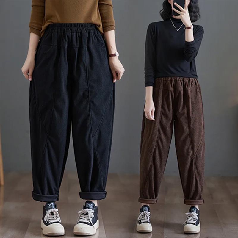 Damen Übergröße Fleecegefütterte Haremshose - Frühling/Herbst 2024