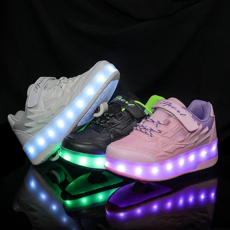 Işıklı Çocuk Parlayan Çift Tekerlekli Paten Ayakkabıları - Erkek ve Kız Çocukları İçin Inline Paten