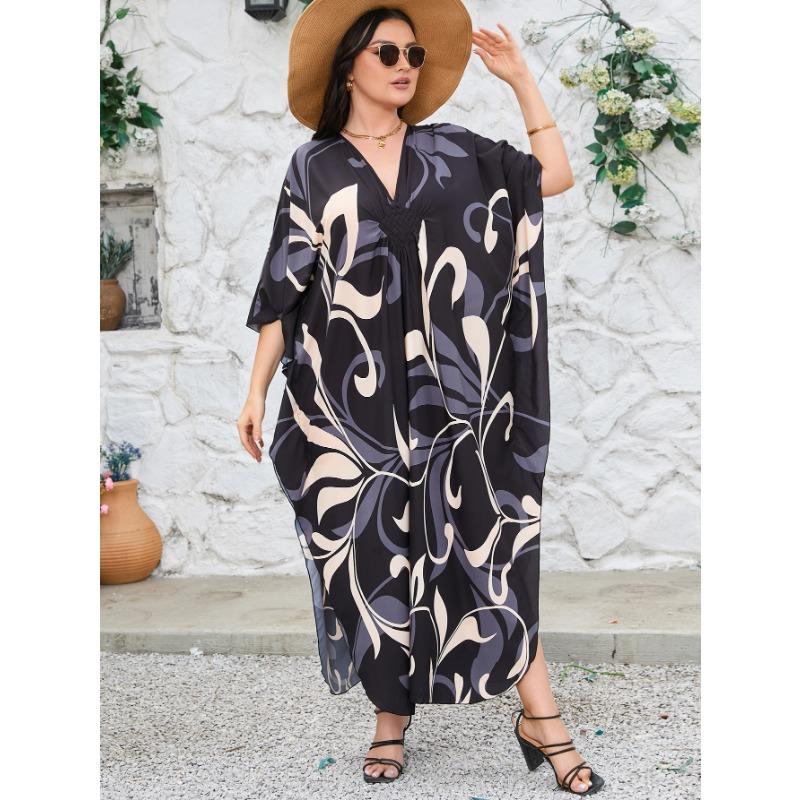 

Пляжная блузка, ручная работа, позиционный принт, большое платье, пляжное платье для отпуска One Size