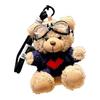 [Amily] 12 Types Bear Keychain Couple Matching Fluffy Heart Cute Teddy Bear Stylish Stuffed Toy Present Gift Strap Key Ring