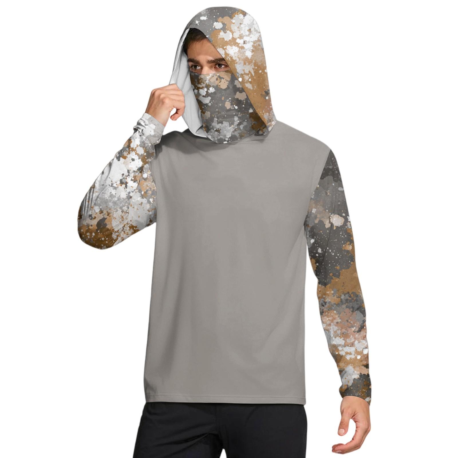 

Мужская рубашка с маской Легкая с длинным рукавом Капюшон Для пеших прогулок Рыбалки Для выступлений XL