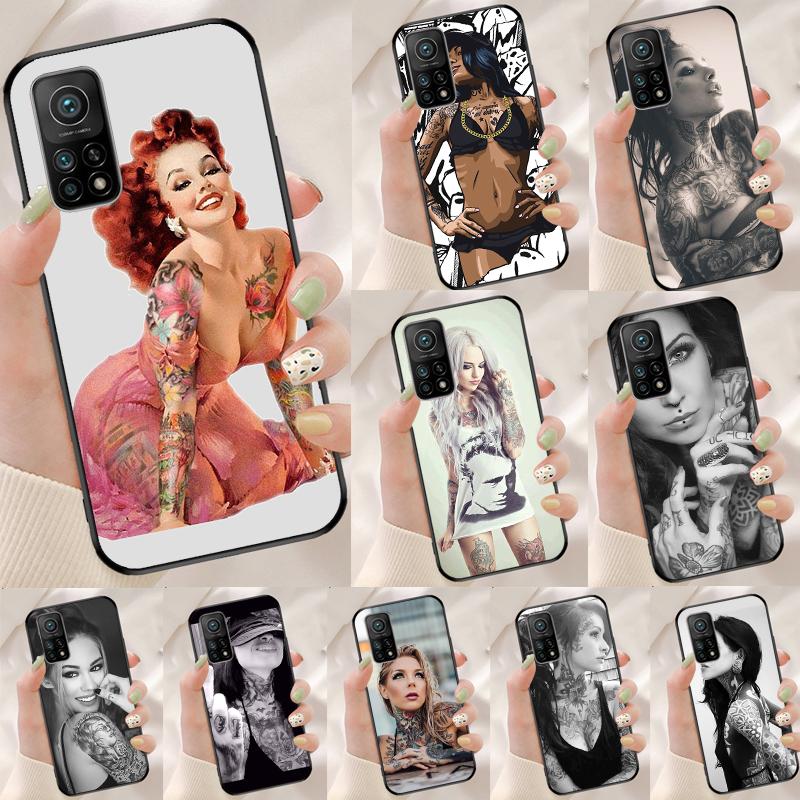 Sexy Sleeve Tattoo Girl Cover For Xiaomi 14T 11T 12T 13T Pro 13 14 15 Ultra POCO X7 Pro X3 X5 X6 F5 F6 M6 Pro Case