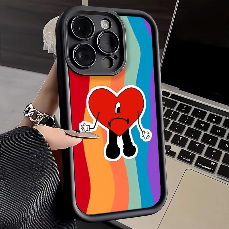 Phone Case for iPhone 17 Air 16E 15 16 Pro Max Bad Bunny Heart Cover 14 Plus 13 12 Mini Soft Shell Silicone Fundas