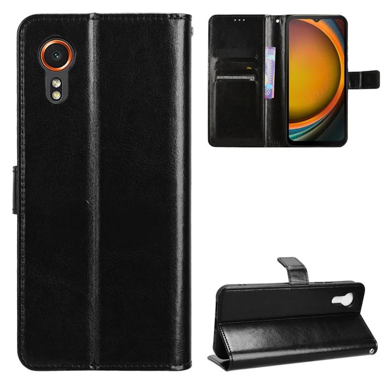 

Кожаный чехол-книжка с отделением для карт и подставкой для Samsung Galaxy Xcover 7 6 Pro 5, защитный чехол, противоударный держатель, чехол для бизнеса с полной защитой Galaxy Xcove 7 чёрный