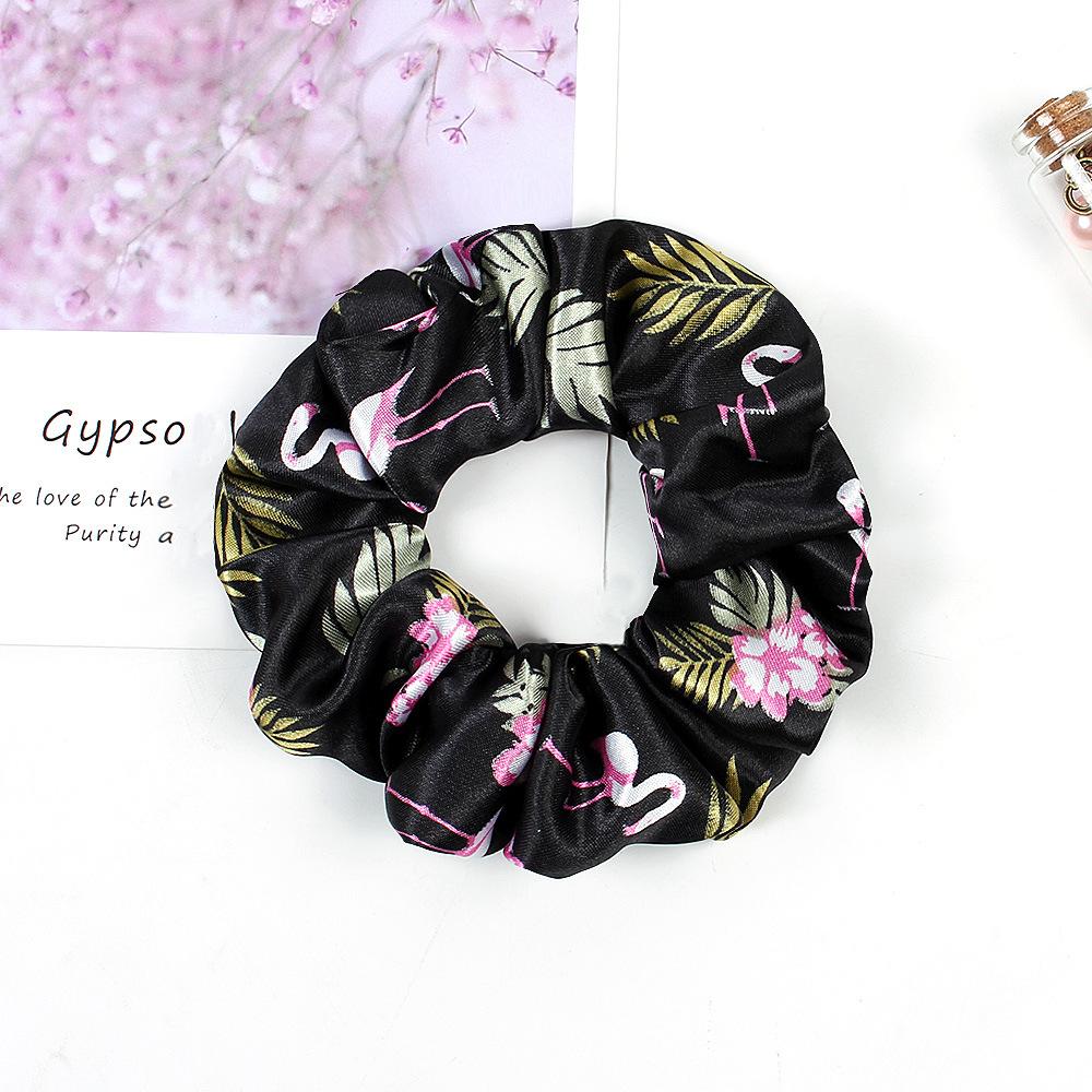 New Satin Printed Flower Floral Scrunchie Women Girls Elastic Hair Rubber Bands Accessories Tie Hair Ring Rope Holder Headdress