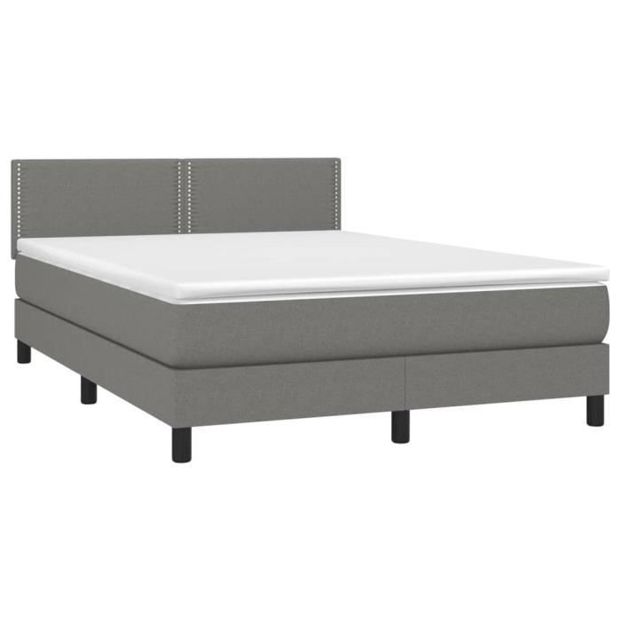 3139970 vidaXL Divan Bed with Mattress Dark Grey 140x190cm Fabric