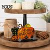 Solid Wood Holiday Table Decor Halloween Wooden Tabletop Ornaments, Freestanding Letter Signs, Decorative Centerpiece Theme Decorations with