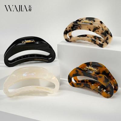 WJia Acetate France Hollow Moon Large Hair Clip - Textured High-End Shark Clip for Women