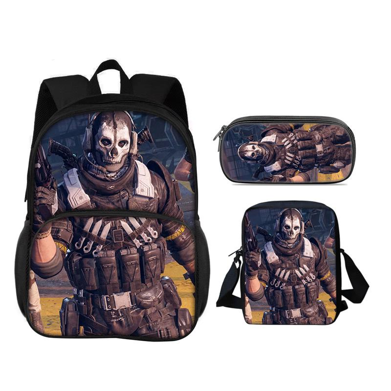 Call of Duty Round Front Bag Backpack Pen Bag shoulder Bag 3Pcs Set Print New Trendy Student Best School Companion